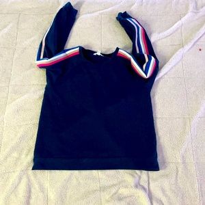 Blue multi colored sleeve sweater